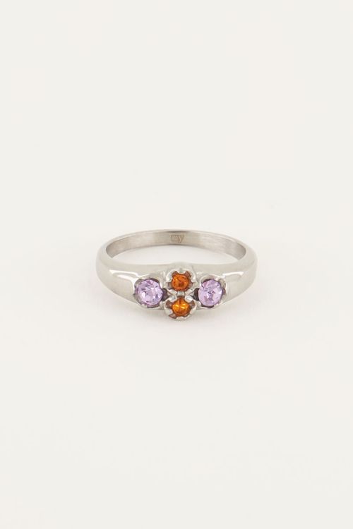 Vintage cluster ring oranje kristal