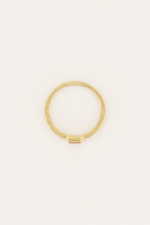 Vintage ring rode rechthoek