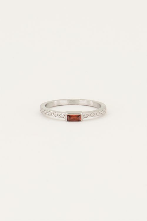 Bague vintage rectangulaire rouge