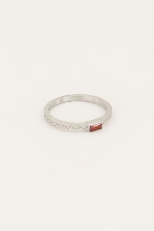 Vintage ring rode rechthoek