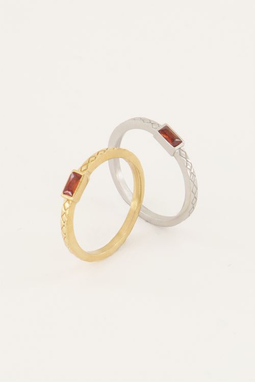 Vintage ring rode rechthoek