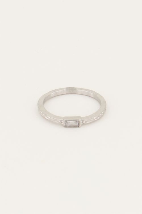 Vintage ring transparante rechthoek & structuur