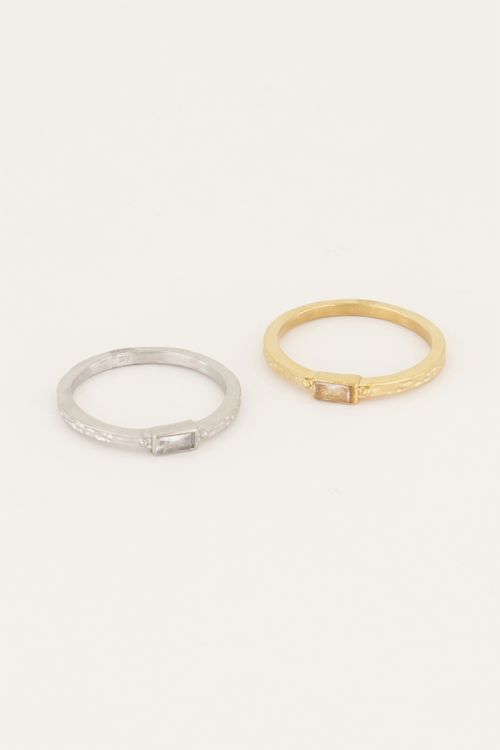 Vintage ring transparante rechthoek & structuur