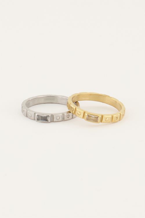Vintage ring transparante rechthoek