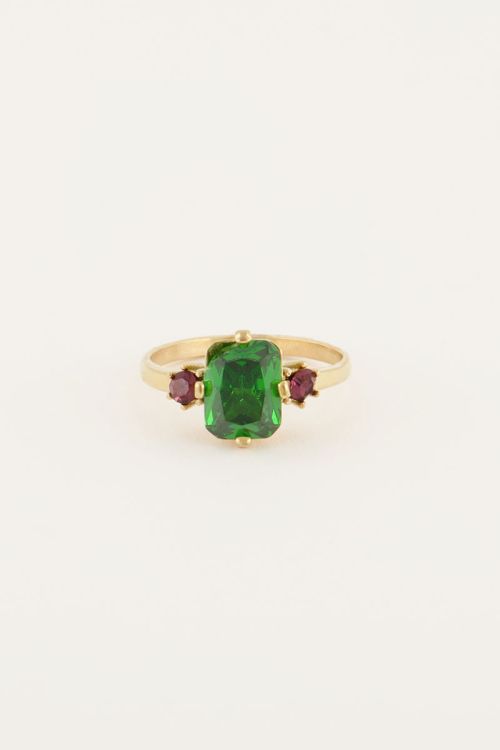 Bague tendance vintage à cristal vert