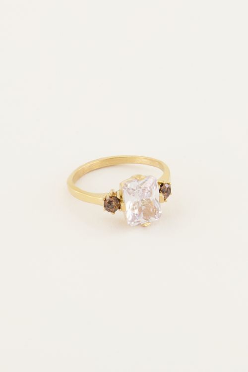 Bague tendance vintage à cristal transparent 