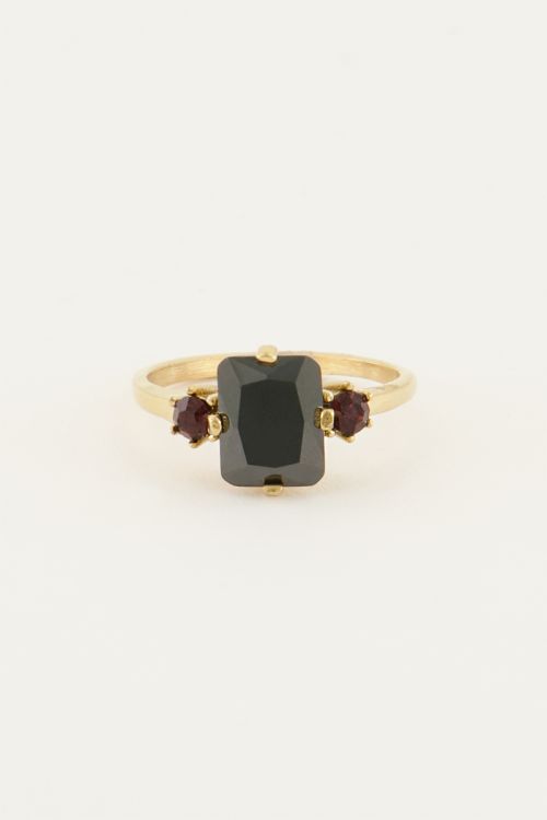 Vintage statement ring zwart kristal