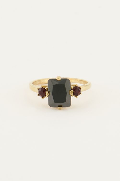 Vintage Statement Ring mit schwarzem Kristall