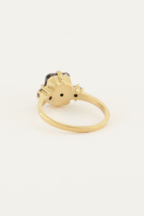 Vintage statement ring zwart kristal