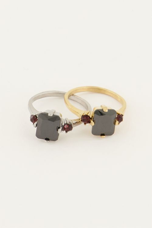 Vintage statement ring zwart kristal
