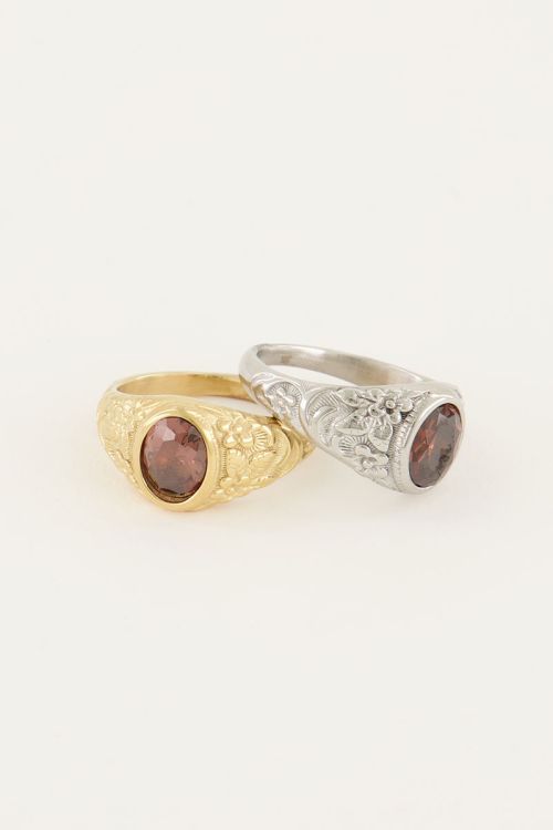 Vintage zegelring rode kristal | Ringen | My Jewellery