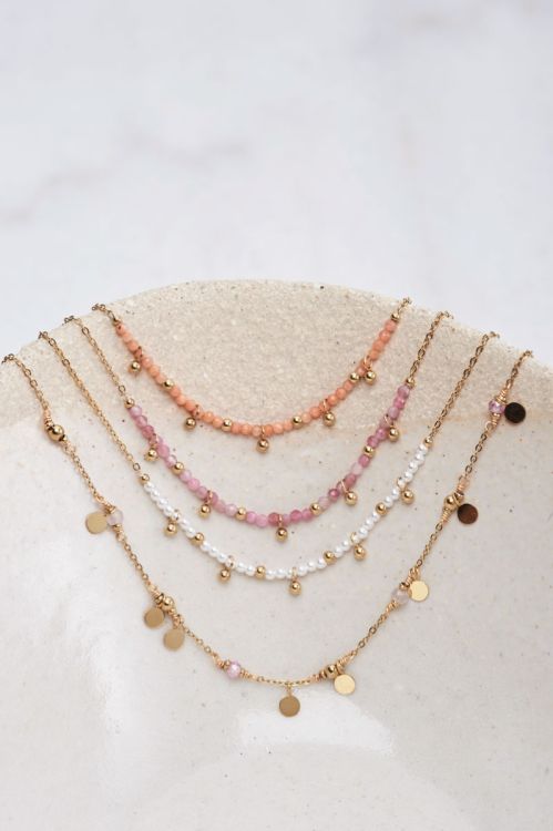 Vintage-Halskette mit rosa Perlen und Kugeln