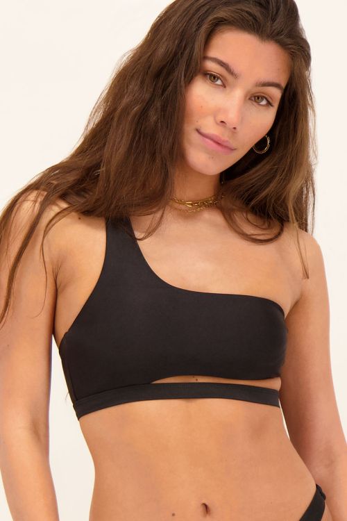 Zwarte one shoulder bikini top met cut-out | My Jewellery