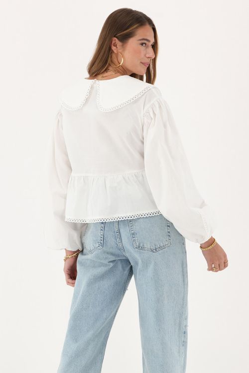 White blouse with peplum & bow | My Jewellery
