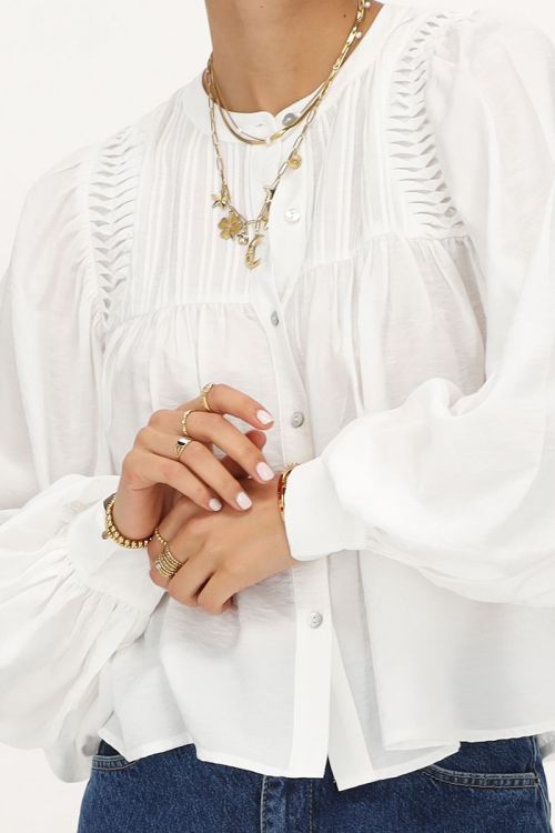 White blouse with pintuck & balloon sleeves | My Jewellery