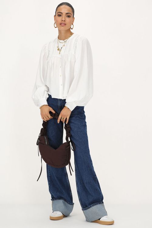 White blouse with pintuck & balloon sleeves | My Jewellery