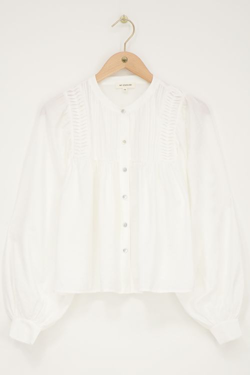 White blouse with pintuck & balloon sleeves | My Jewellery