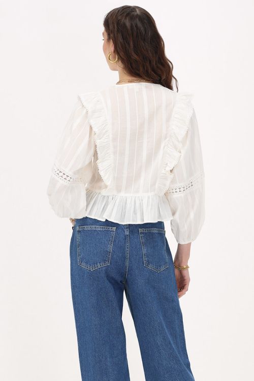 White blouse with pintuck & ruffle | My Jewellery