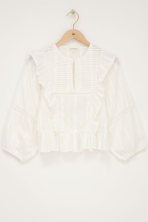 White blouse with pintuck & ruffle | My Jewellery