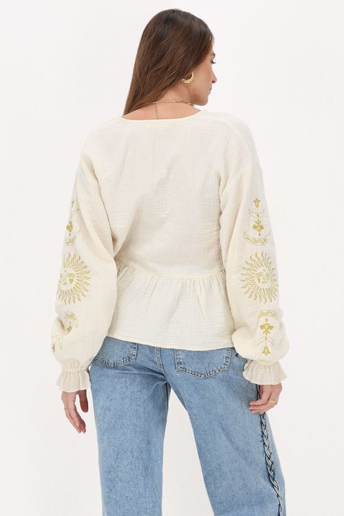 White muslin top with embroidery & | My Jewellery