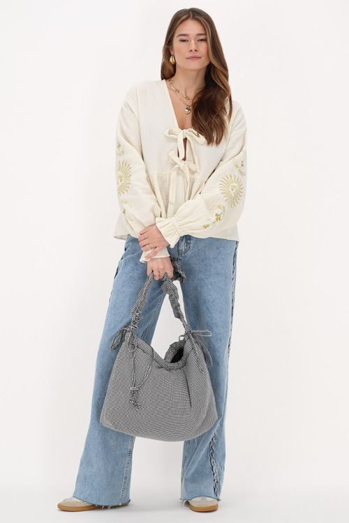 White muslin top with embroidery & | My Jewellery