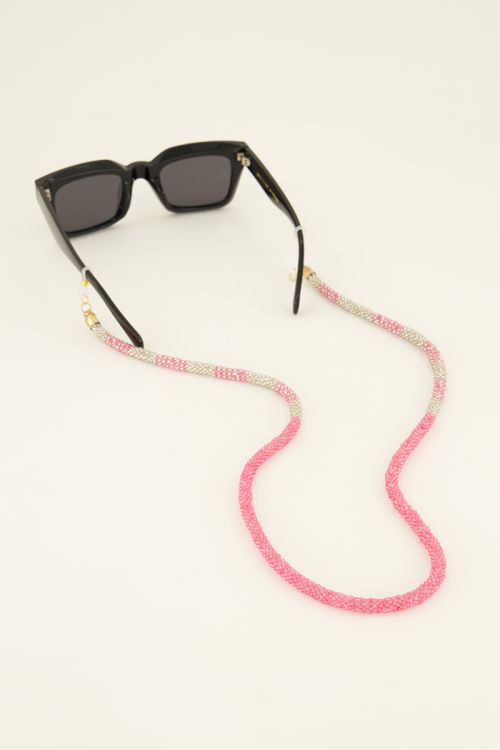 White sunglasses chain with multicoloured beads | My Jewellery