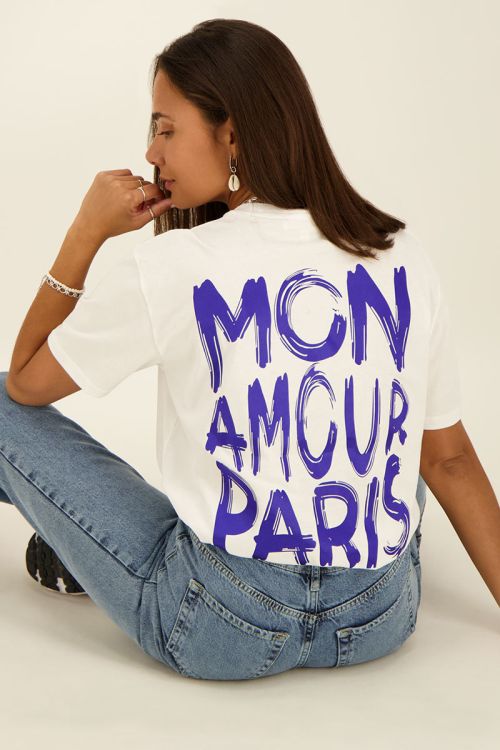 Wit T-shirt Mon Amour Paris