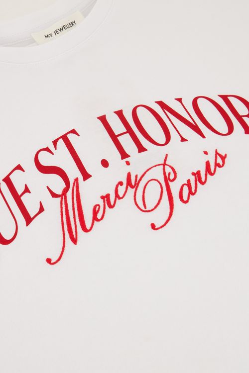 Wit T-shirt met rode ''Rue st. honoré''