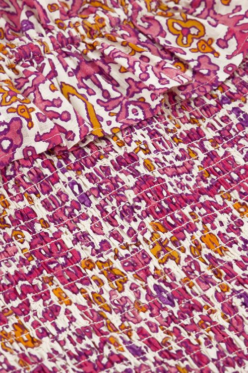 White top with pink &amp; orange bohemian print | My Jewellery