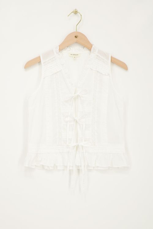 White top with pleats & ribbon details | My Jewellery