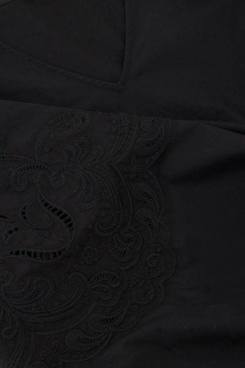 Wide black dress with puff sleeves & embroidery details | My Jewellery