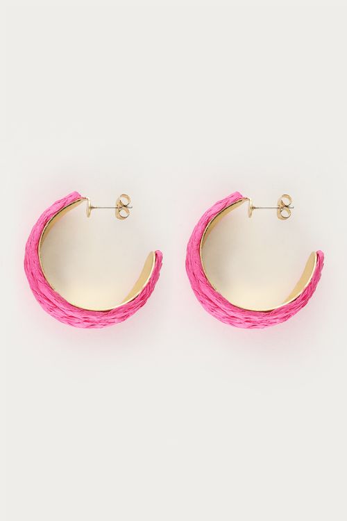 Wide earrings with pink raffia | My Jewellery