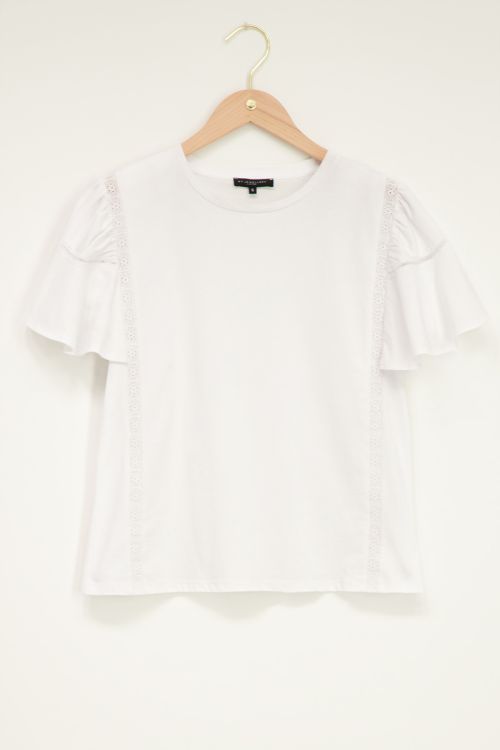 Wit jersey shirt met kant