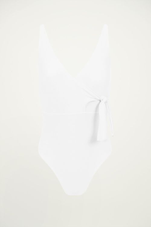 Wit badpak met overslag, wrap swimsuit My Jewellery