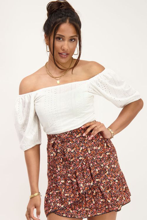Witte jersey embroderie anglaise top | My Jewellery