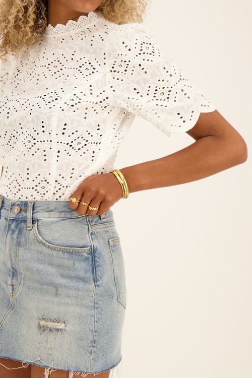 Witte kanten top met korte mouw | My Jewellery