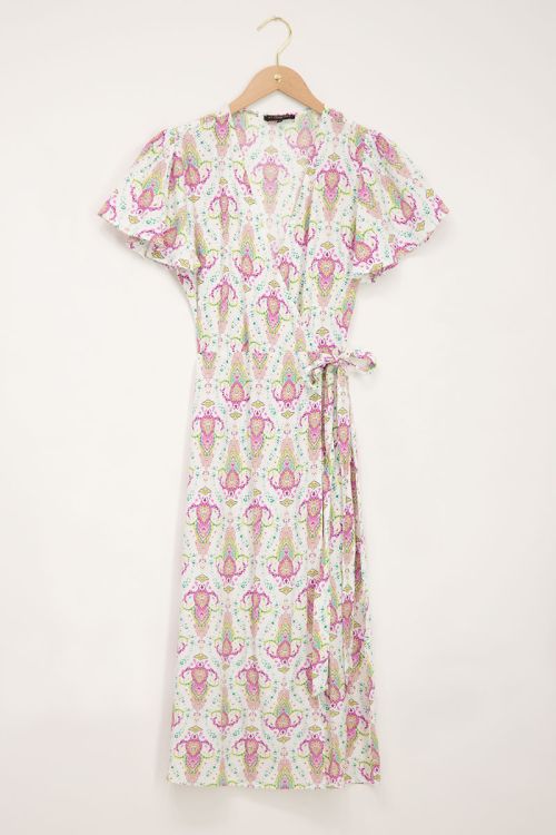 Witte midi jurk met gekleurde boho print | My Jewellery