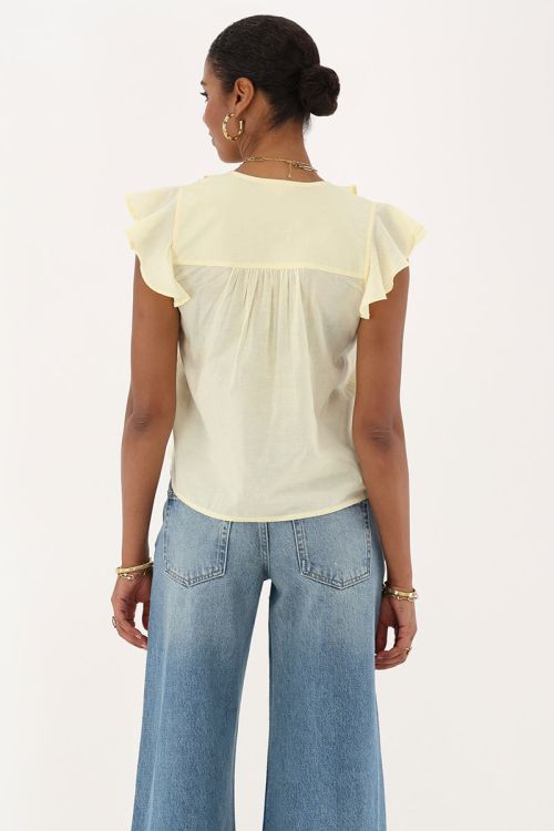 Yellow sleeveless top with ruffles & bows | My Jewellery