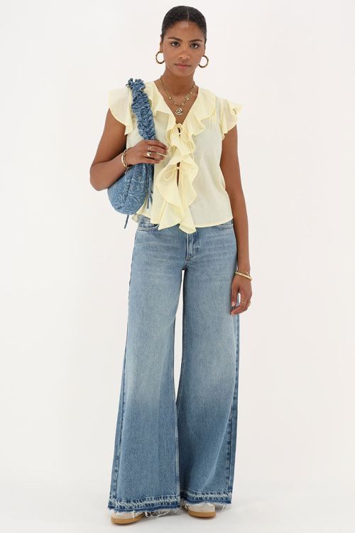 Yellow sleeveless top with ruffles & bows | My Jewellery