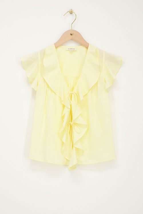 Yellow sleeveless top with ruffles & bows | My Jewellery
