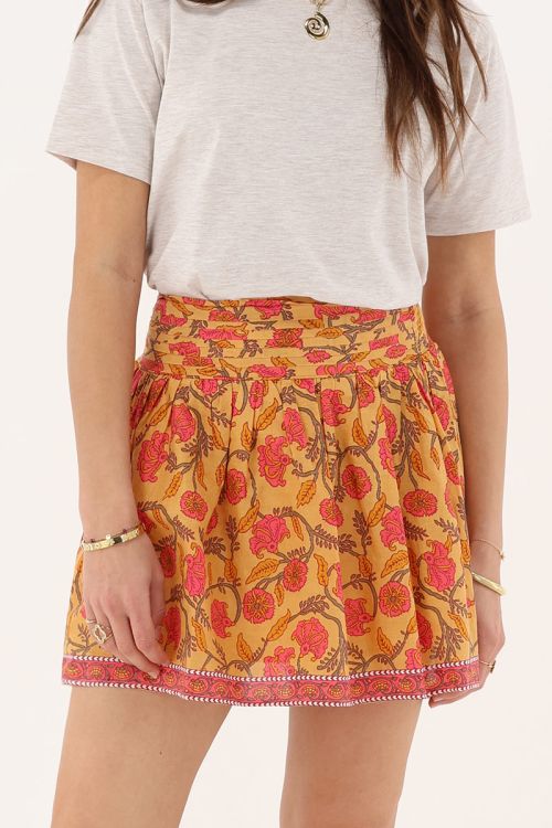 Yellow skirt with floral print | My Jewellery