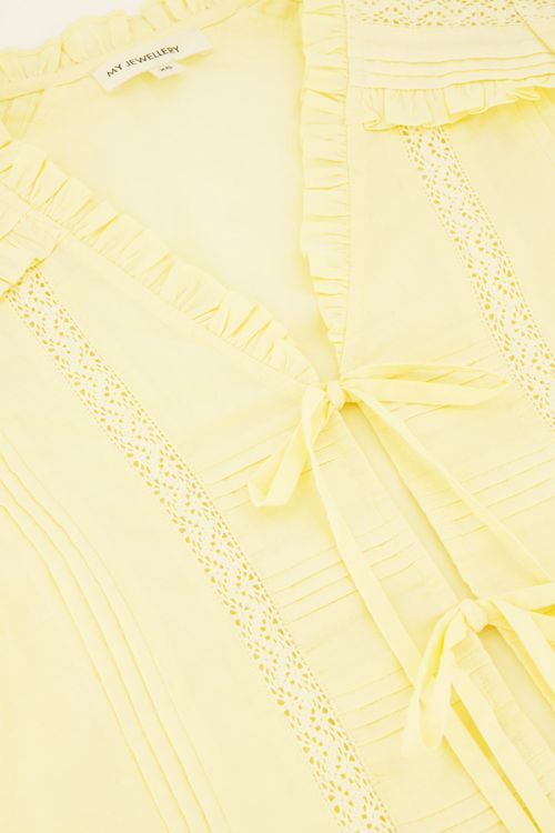 Yellow top with pleats & ribbon details | My Jewellery