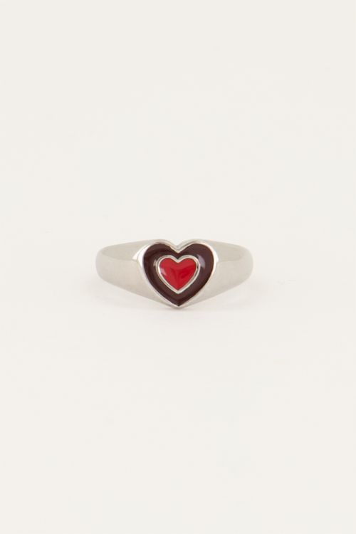 my-jewellery.com | Zegelring met rood hartje