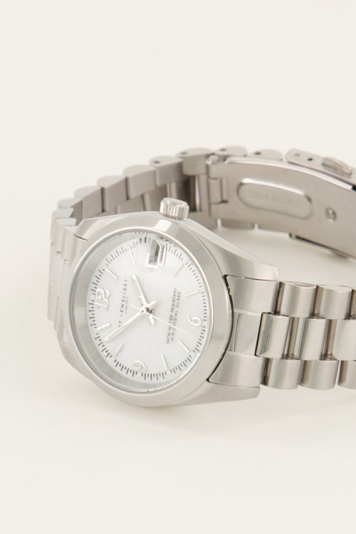 Horloge met schakelband & witte wijzerplaat | My Jewellery