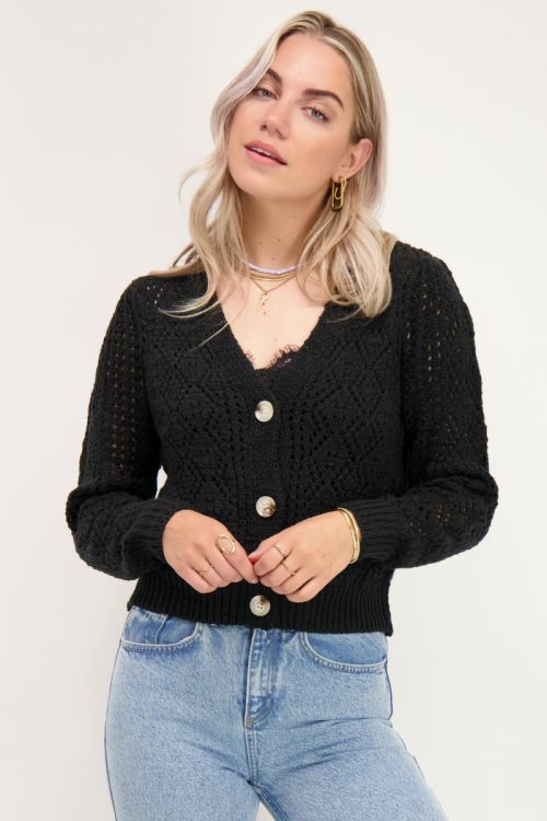 Zwart gehaakt vest