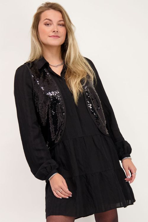 Zwart gilet met pailletten
