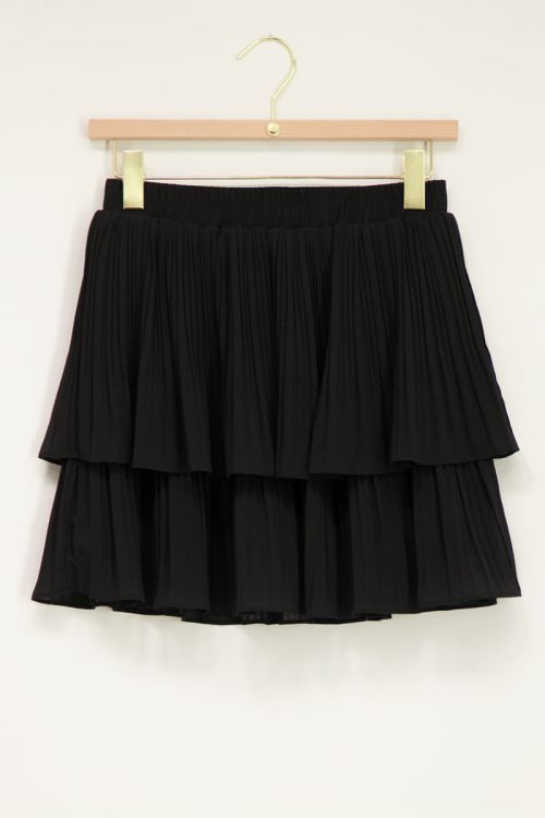 Zwarte plisse rok met twee lagen | My Jewellery