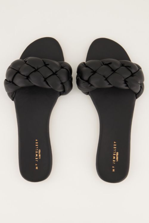 Zwart slippertje gevlochten | My Jewellery