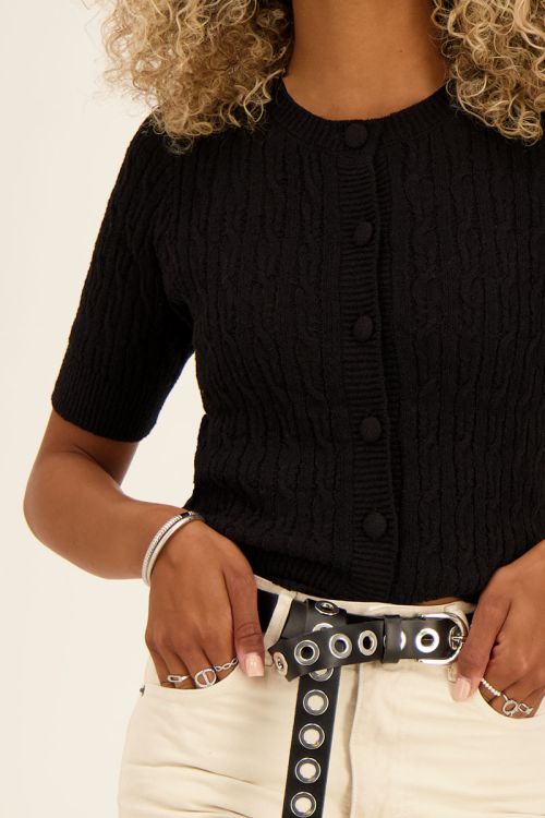 Zwart vest met kabels & knopen | My Jewellery