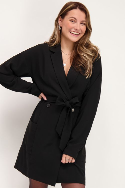 Zwarte blazer jurk met elastische taille